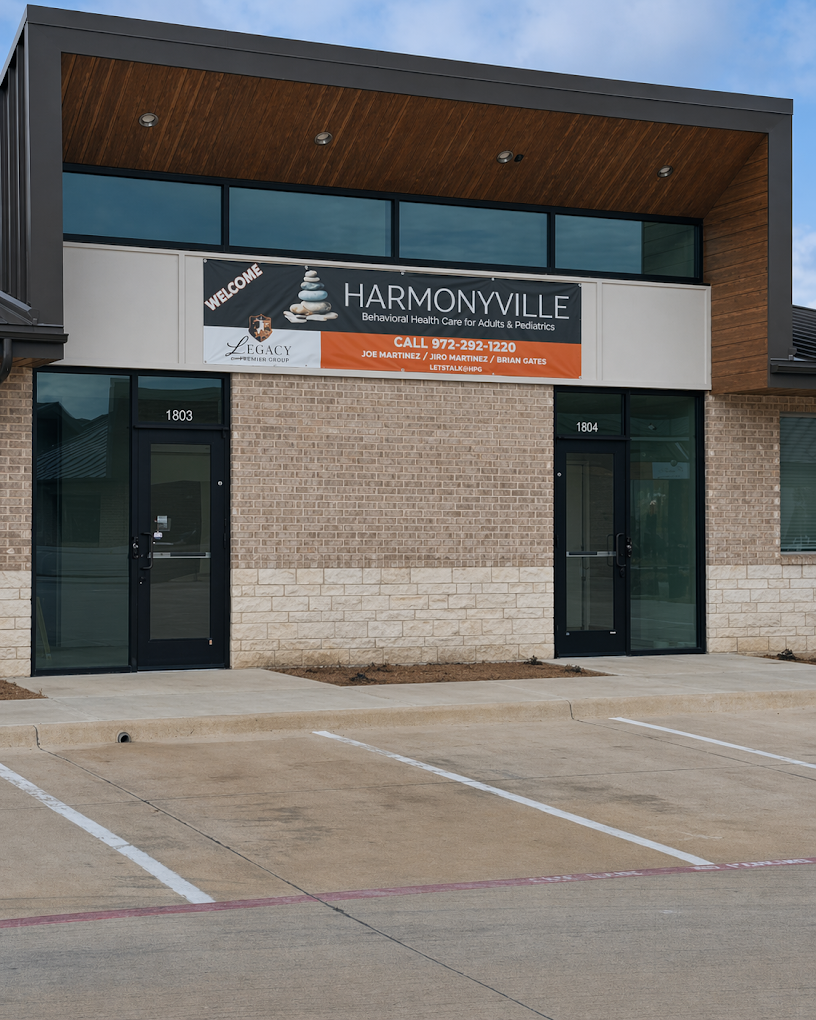 Harmonyville clinic exterior offering mental health services in McKinney, TX