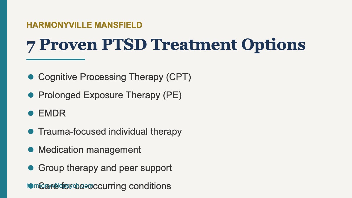 Seven proven PTSD treatment options available in Mansfield, TX
